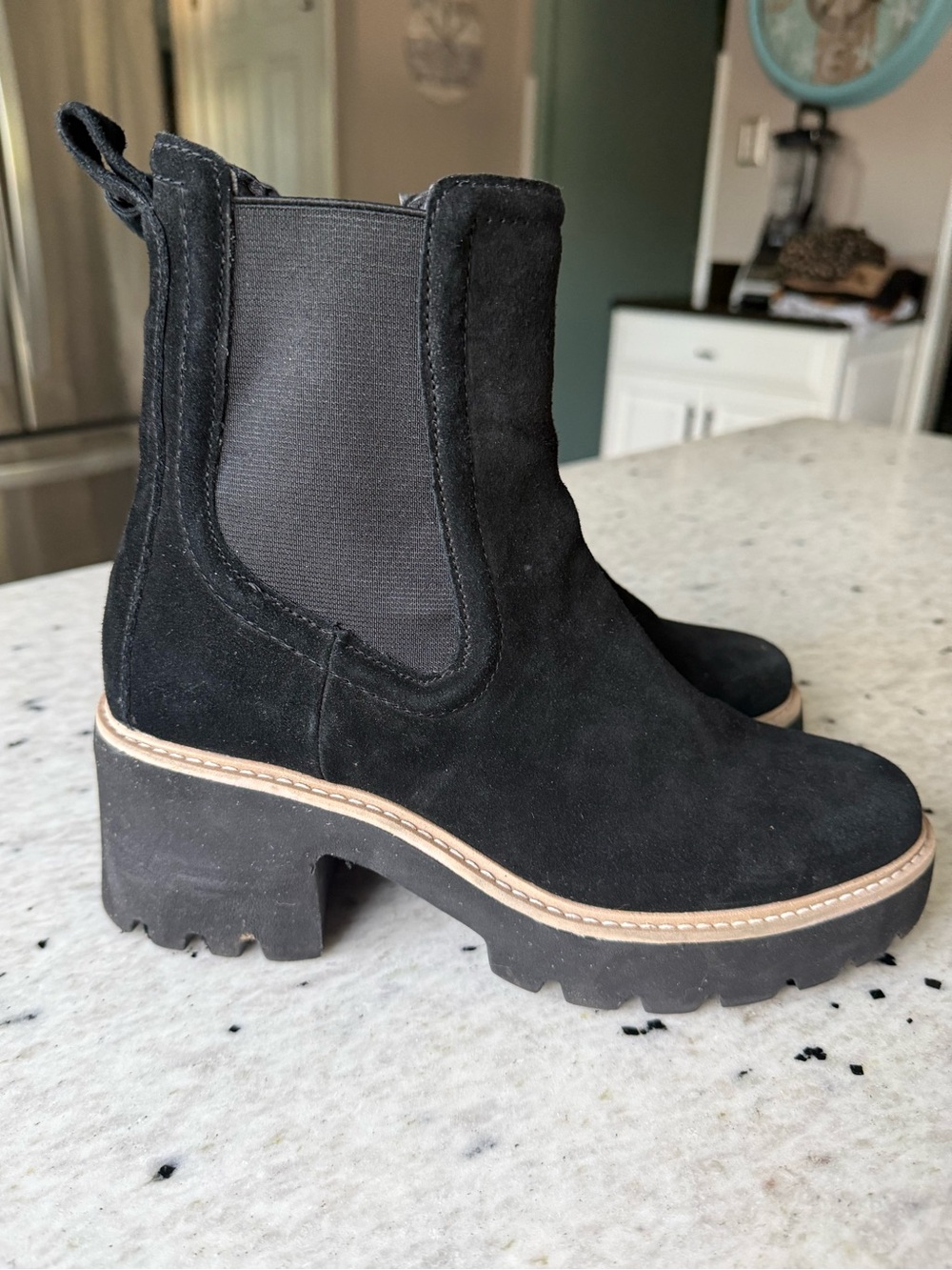 Dolce Vita Black Suede Platform Chelsea Boots - Women's